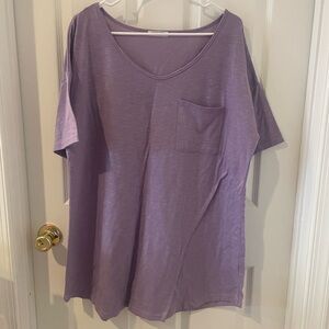 Purple V-Neck Sleep Shirt with Pocket